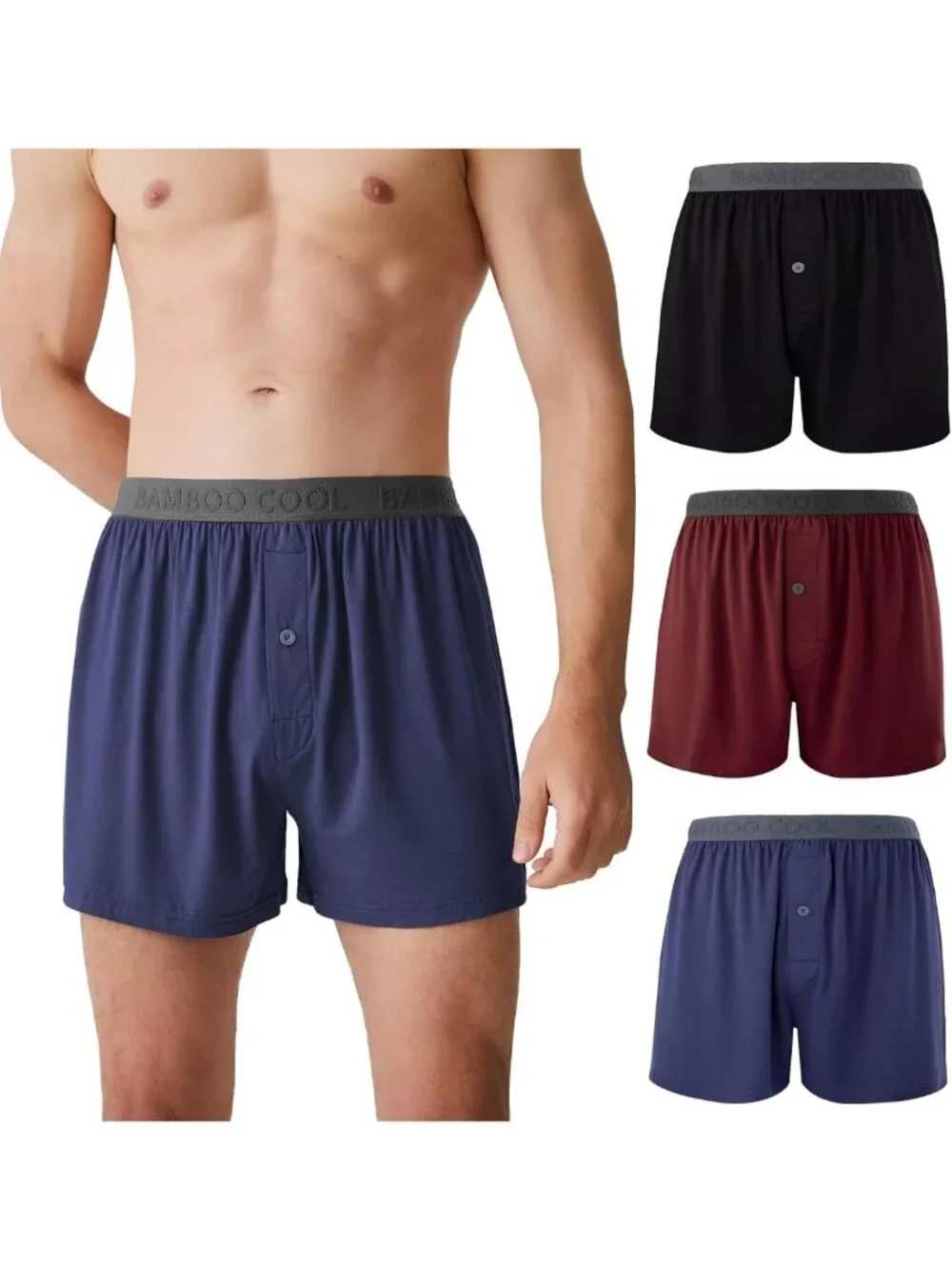 Soft Breathable Men's Boxer Shorts | Loose Fit, Tagless, Button Fly, Multipack